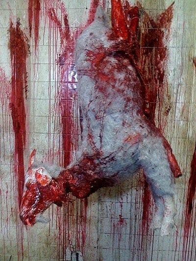 "Bloody Slaughtered Goat" Animal Halloween Prop