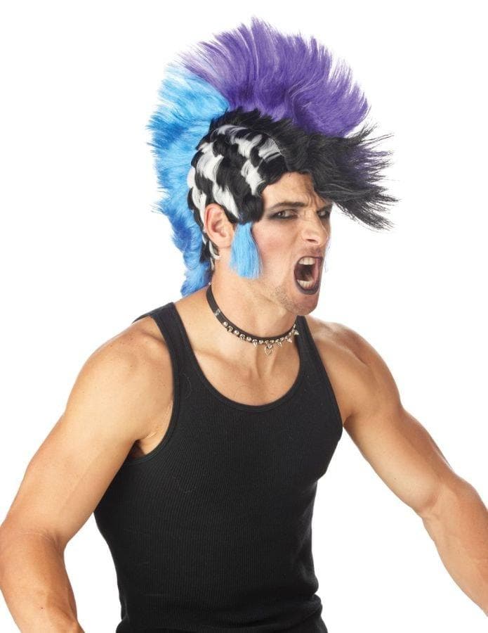 "Checkered Mohawk Punk" Halloween Wig
