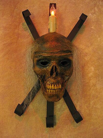 "Corpsed Head Skull Wall Sconce" Haunted House Lighting