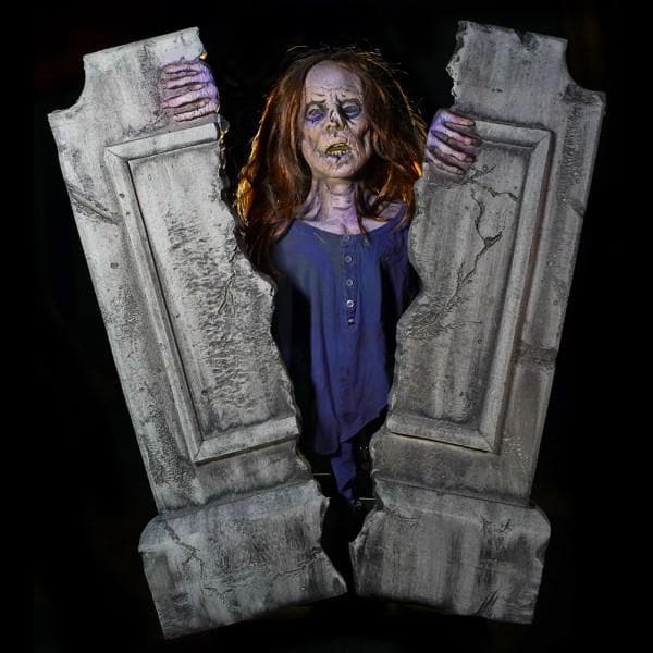 "Cracking Crypt Zombie" Electric Animated Graveyard Halloween Prop