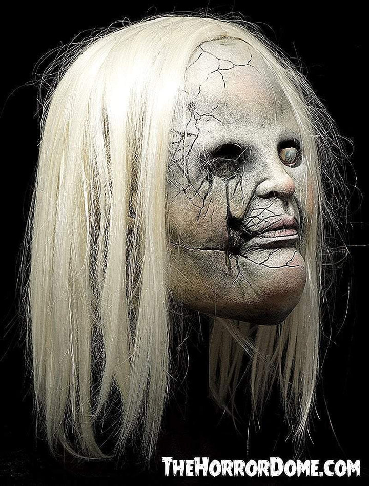 Creepy Cora Cracked Face Detail  Eerie Halloween Mask Design