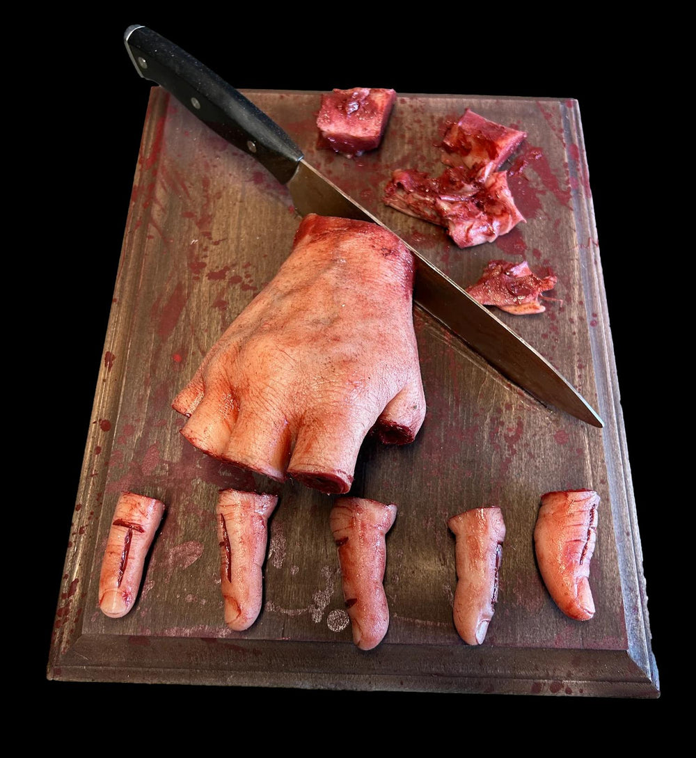"Cutting Board with Magnetic Fingers" Human Body Part Halloween Prop