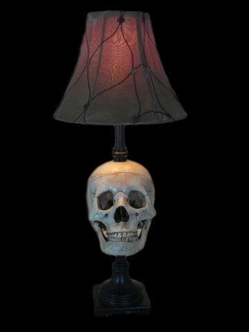 "Desk Lamp with Life-size Skull and Antique Shade" Haunted House Lighting