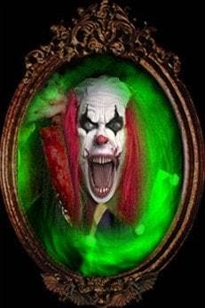 "Haunted Mirror - Killer Clown" Professional Animated Halloween Decoration