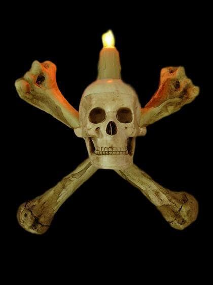 "Humerus Bone Wall Sconce with 3 inch Skull" Haunted House Lighting