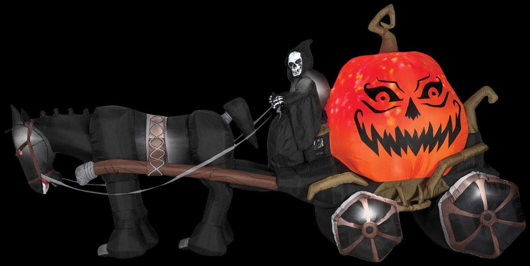 "Reaper with Horse and Carriage" Air-Blown Inflatable Halloween Decoration