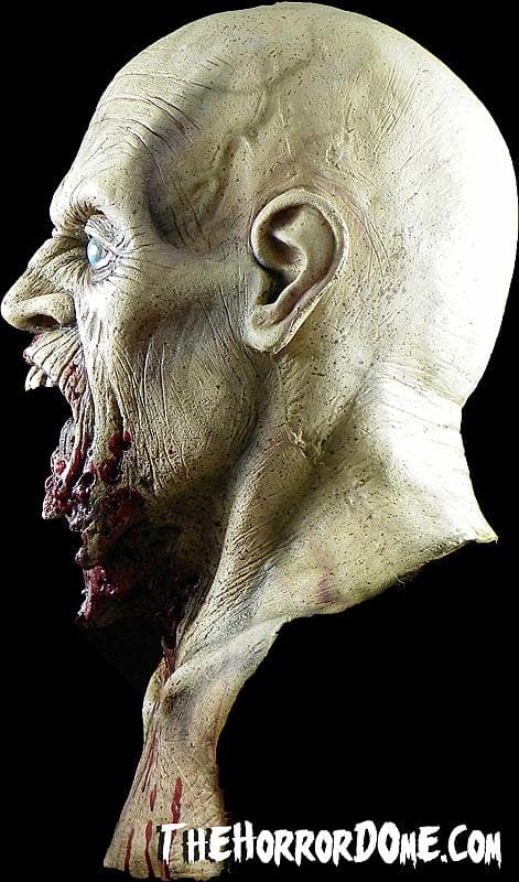 Side Profile of Road Kill Zombie's Bulging Undead Eyes and Massive Wound