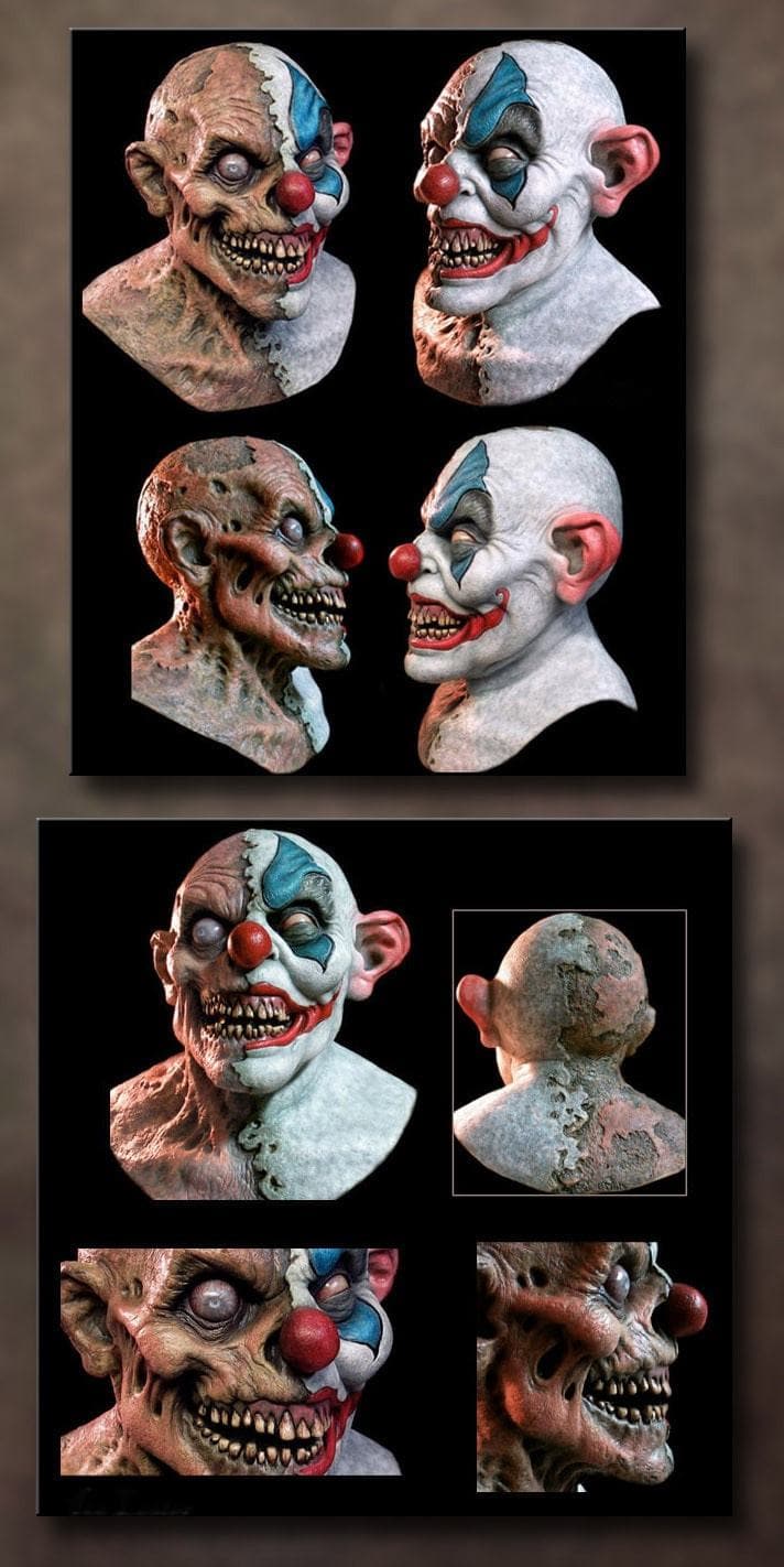 Hand-painted full-head latex mask of Rot the Clown by The Horror Dome