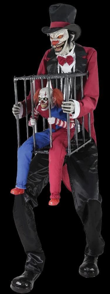 "Rotten Ringmaster with Clown" Electric Animated Halloween Prop