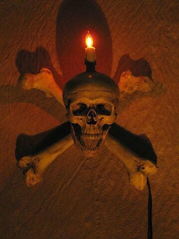 "Skull/Femur Bone Wall Sconce" Haunted House Lighting