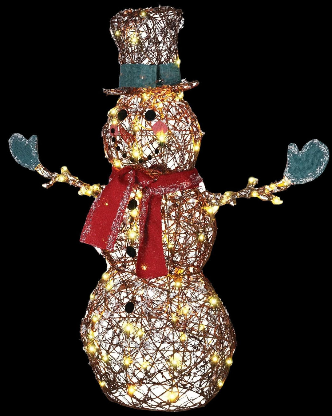 "Starry Night Grapevine Snowman" Light  Up Christmas Decoration