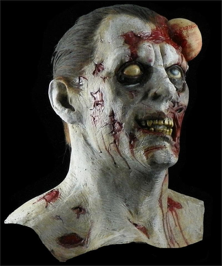 A full view showcasing the complete design of the Baseball Zombie Halloween Mask.