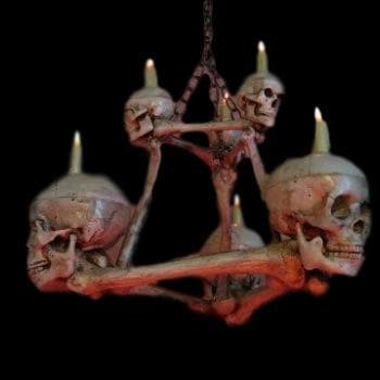 "Two-Tiered Skull/Bone Chandelier" Haunted House Lighting