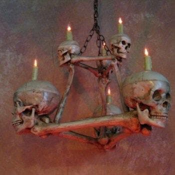 "Two-Tiered Skull/Bone Chandelier" Haunted House Lighting