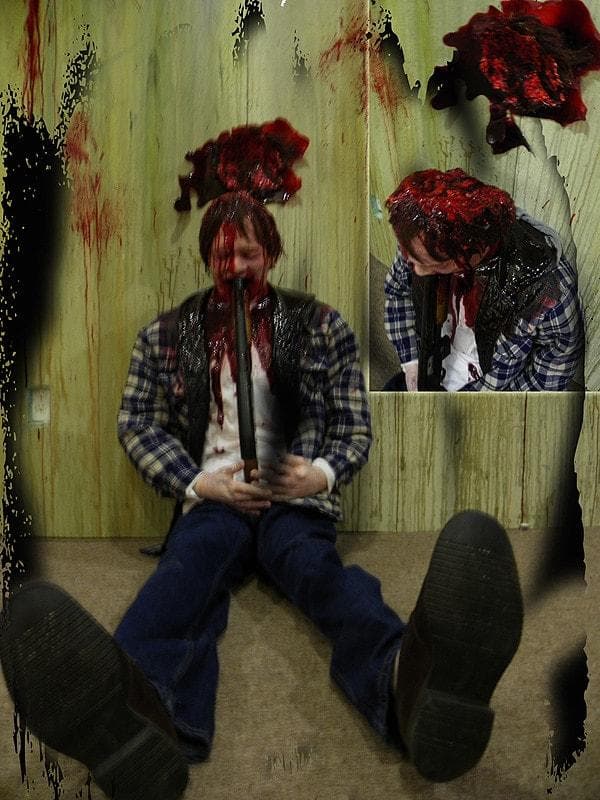 "Zombie Victim #2 - Shotgun Blasted" Fully Flexible Halloween Prop - 6 Ft